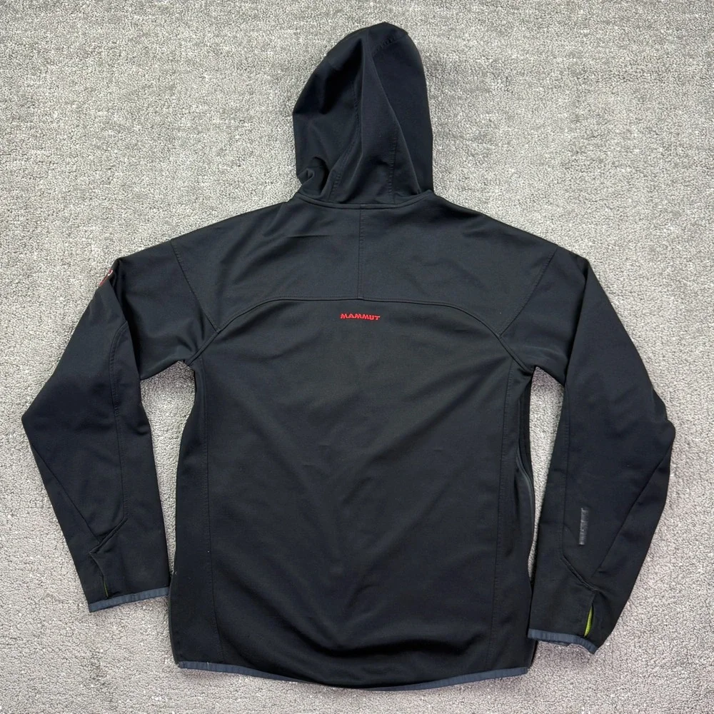 Mammut Windstopper Soft Shell Hooded Jacket Men's L Black Full Zip Swiss Tech